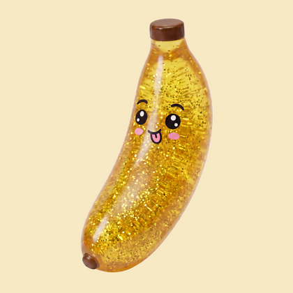 Golden Sparkle Banunus squishy banana blind box collectible with a kawaii face