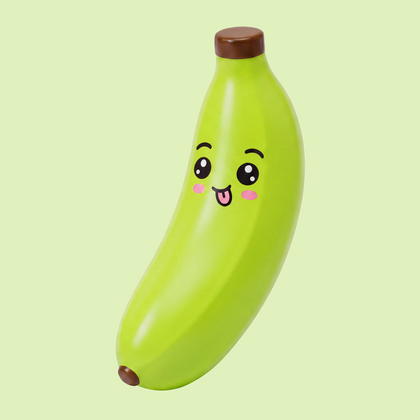 Lime Green Banunus squishy banana blind box collectible with a kawaii face