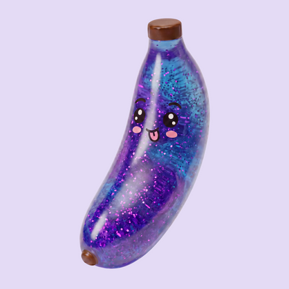 Purple Swirl Banunus squishy banana blind box collectible with a kawaii face